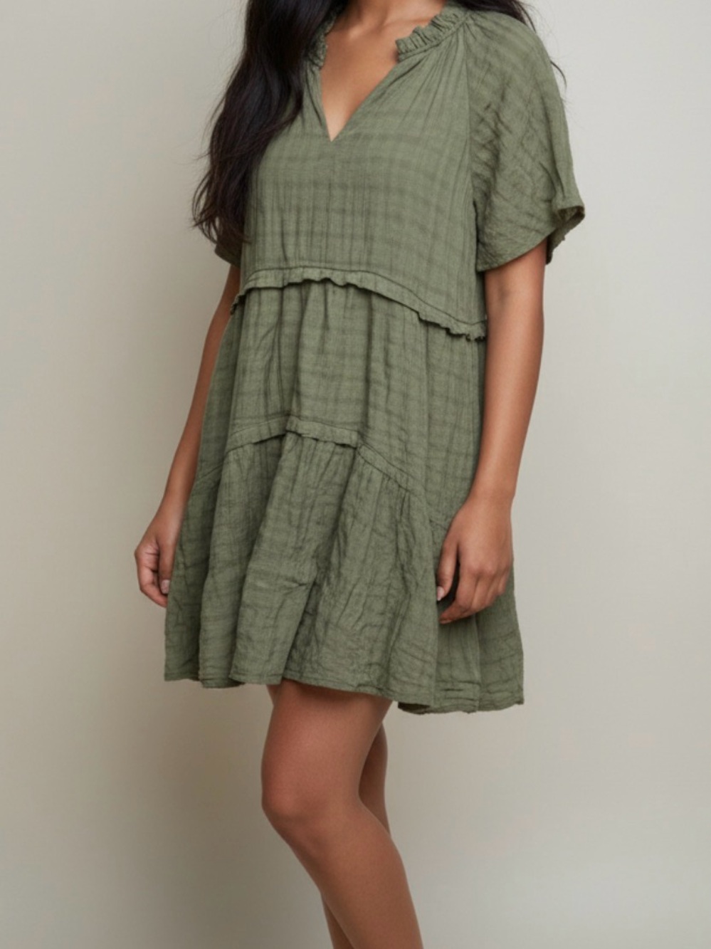 entro Tiered V-Neck Mini Dress